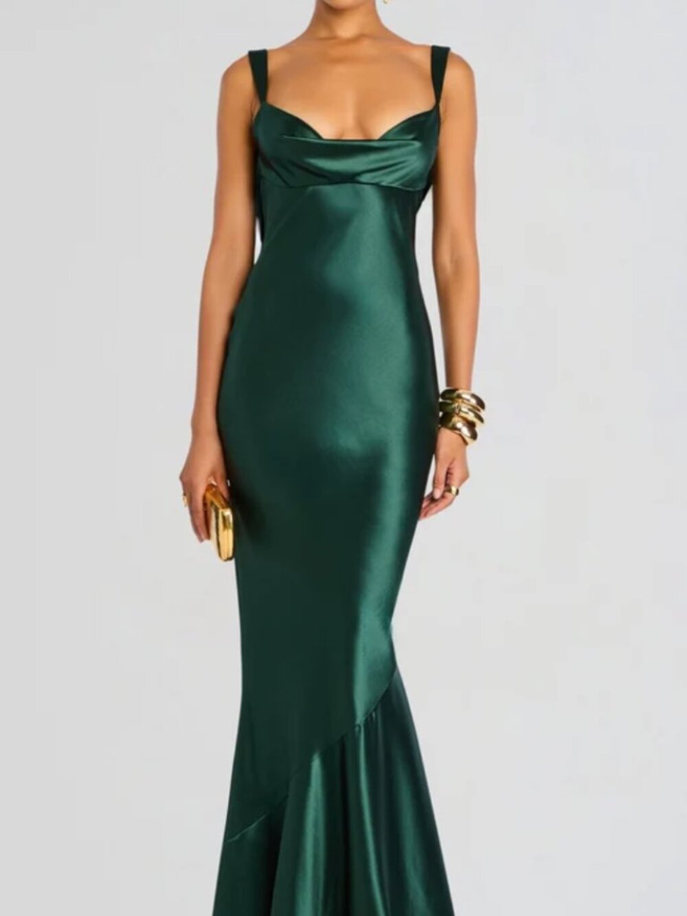 Retrofête Vinicia Emerald Green Satin Maxi Dress XS